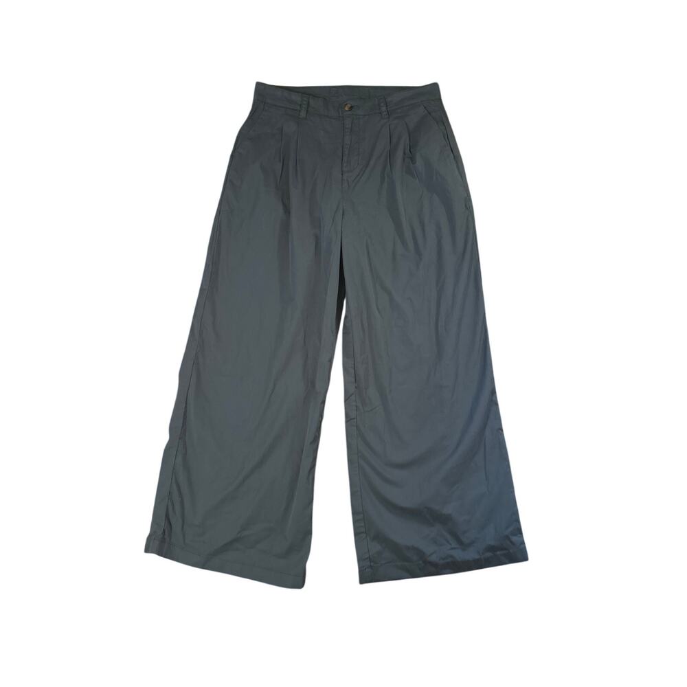 NWT Women L Pact Boulevard Brushed Twill Wide Leg Trouser Pant High Rise Pleated
